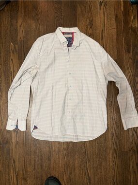Men's White Micro-Check Dress Shirt with Contrasting Trim